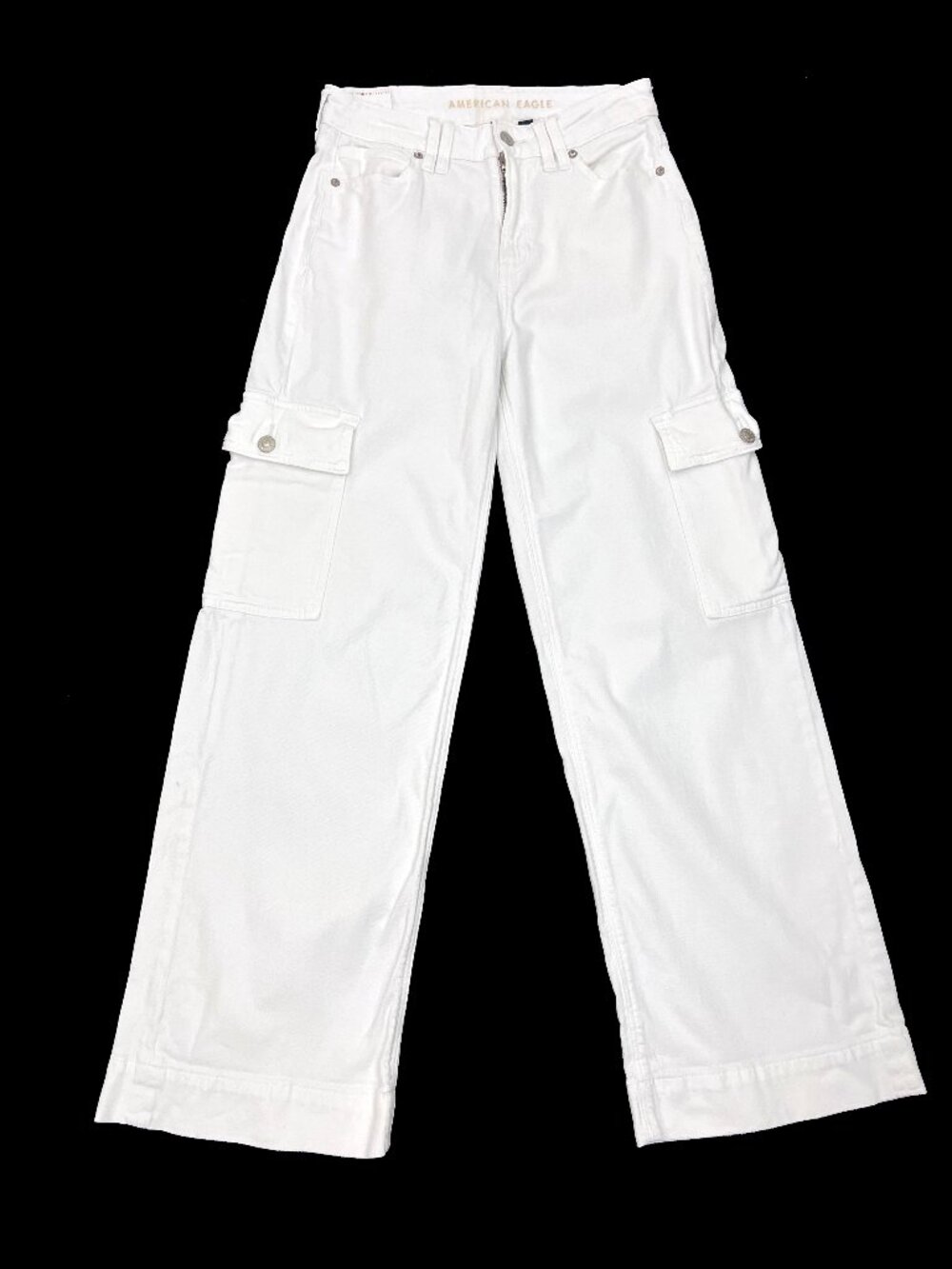 American Eagle White Cargo Wide Leg Baggy Pants Womens 2 27 x 30